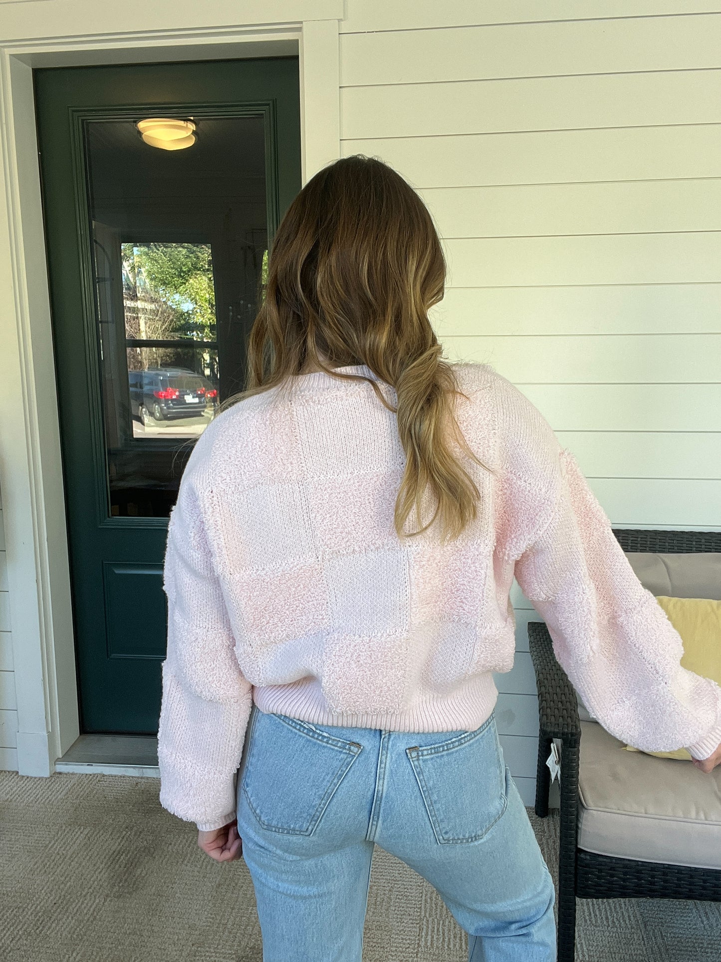 Blush Checkered Sweater