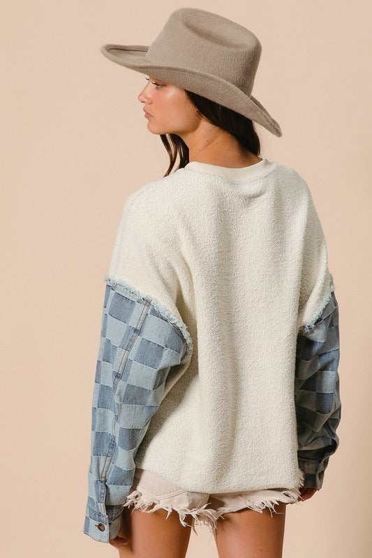 Addyson Checkered Denim Sweater